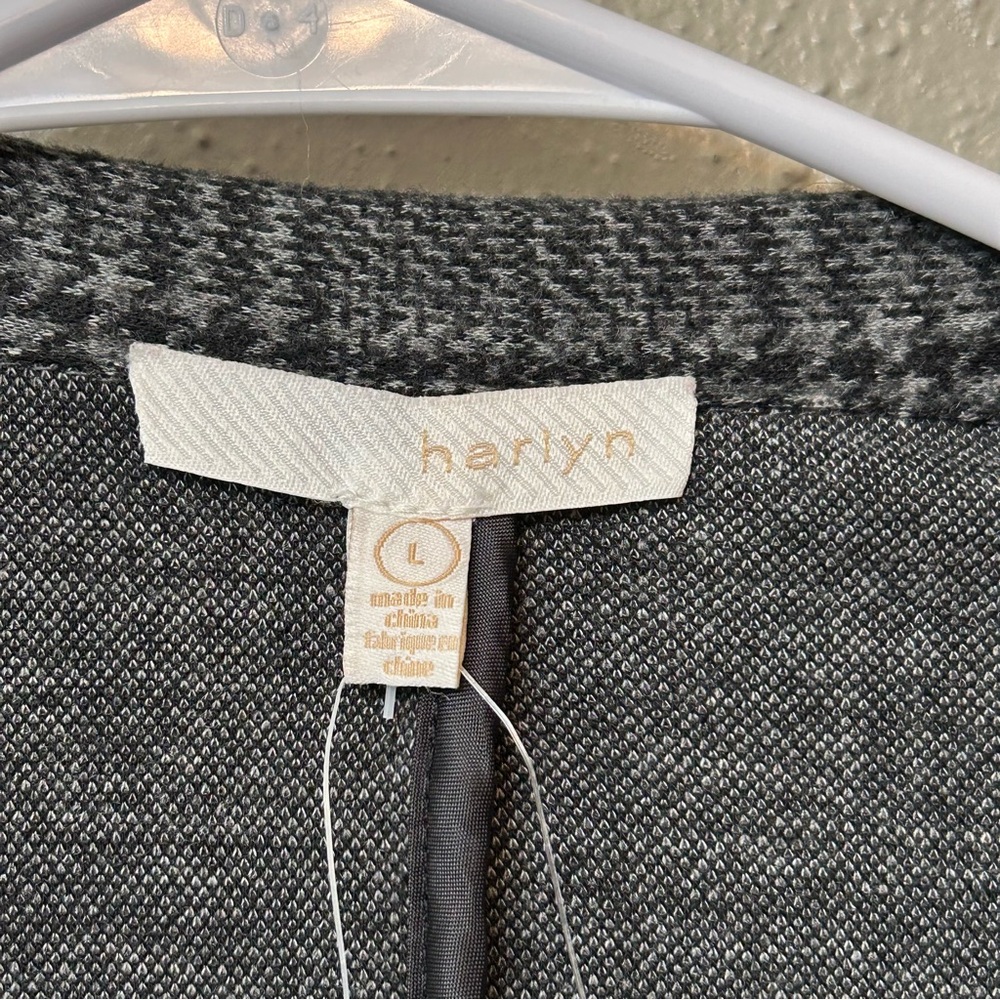 Anthropologie Harlyn Gray Plaid Longline Jacket Coat Large NWT - Picture 3 of 9